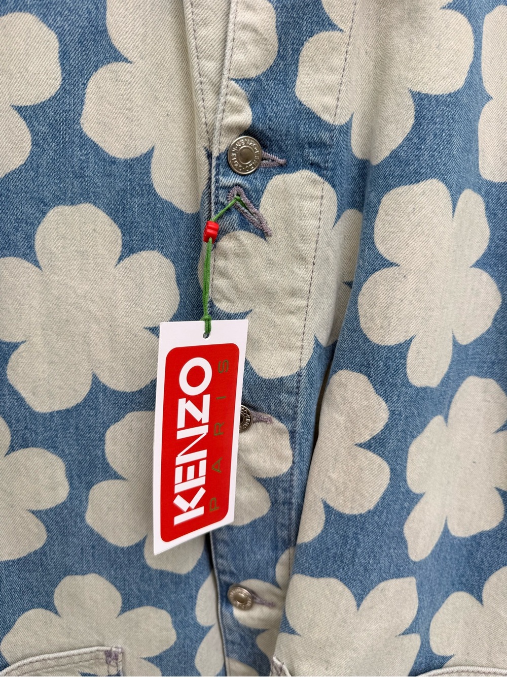 Kenzo Blue and Cream Floral Patchwork Button-Down Shirt Jacket - Picture 5 of 11